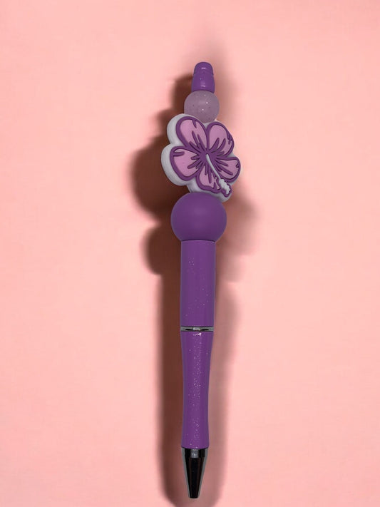 Purple Hibiscus Flower Pen