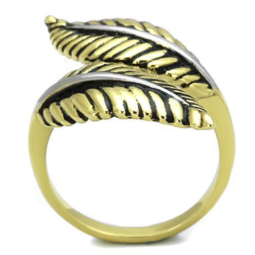 Two-Tone IP Gold (Ion Plating) Stainless Steel Ring with