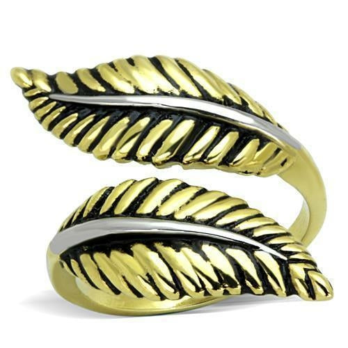 Two-Tone IP Gold (Ion Plating) Stainless Steel Ring with