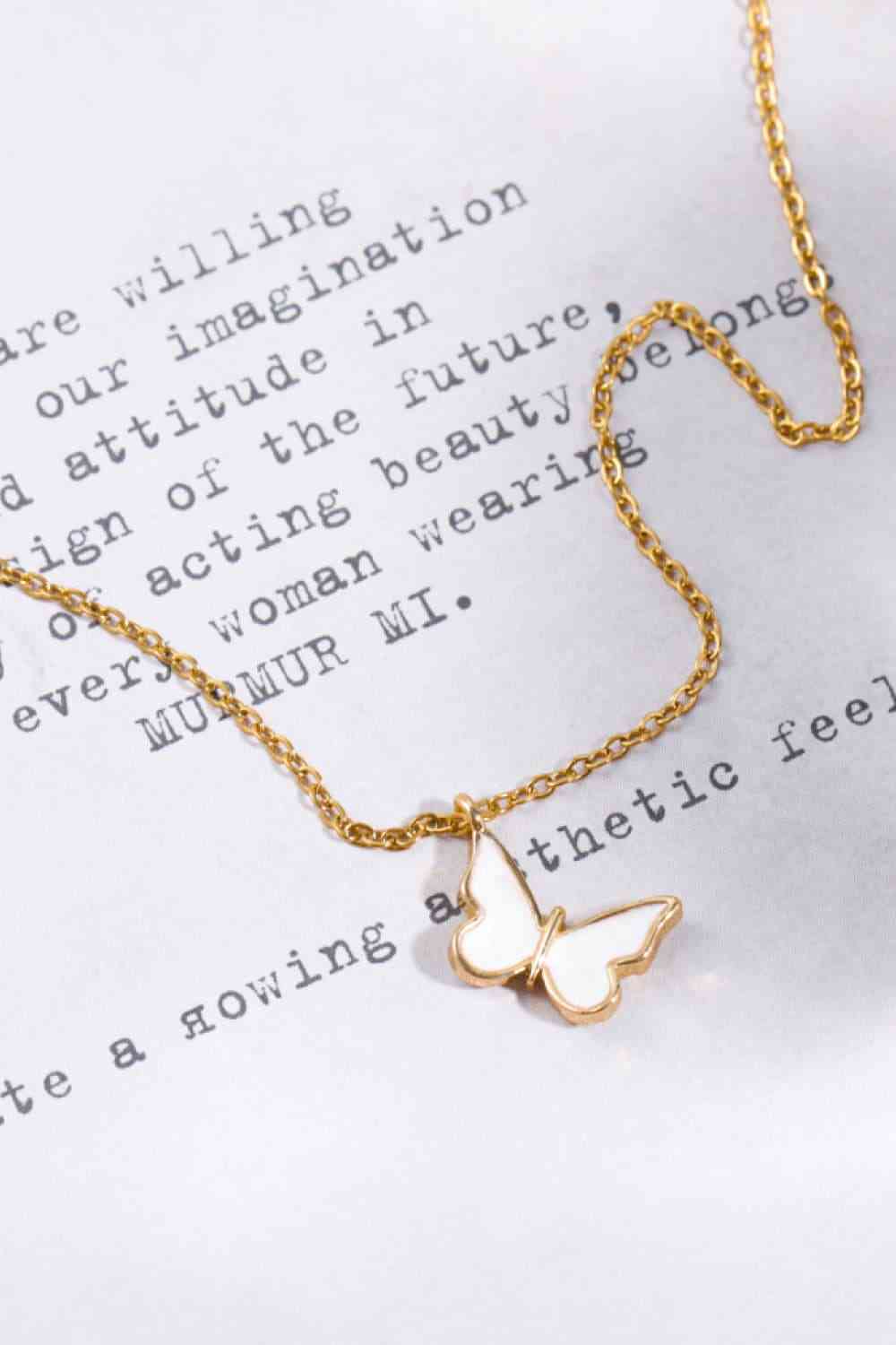 Butterfly Pendant Copper 14K Gold-Plated Necklace